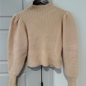 Peach Crop Sweater with Puff Sleeve